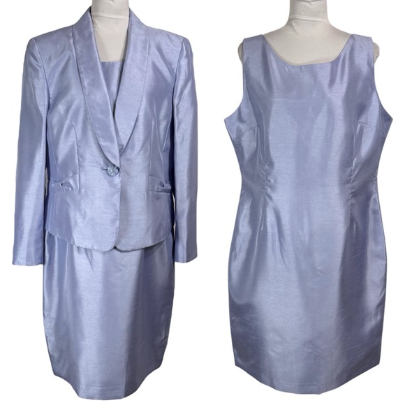 Le Suit Violet Haze Formal Jacket Dress Suit Set Size 16 P Wedding Party Church - Picture 1 of 16